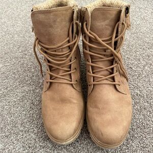 Women's Tan Lace-Up Boots